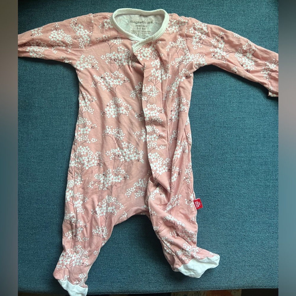 EUC Magnetic Me newborn Cherry Blossom footie